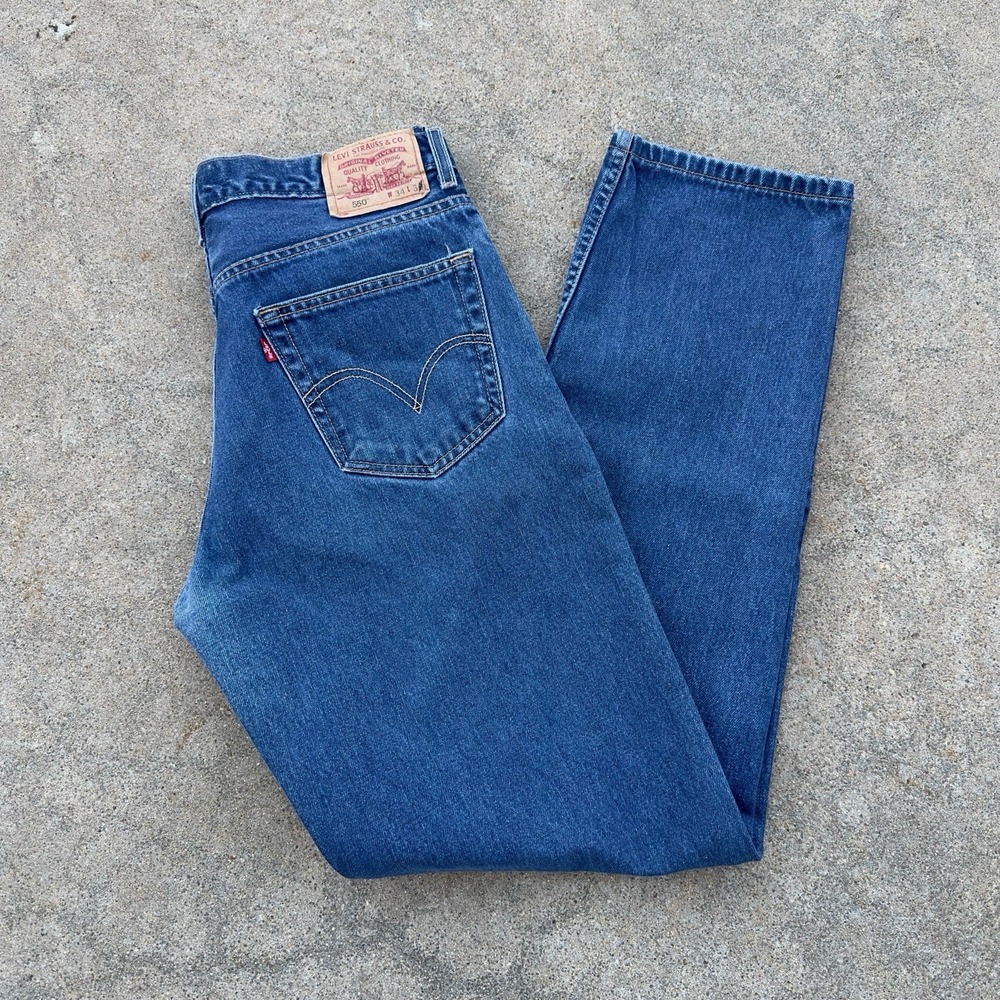 VTG Levi's 550 Jeans Men's 34x36 (32x35) Indigo Blue Denim Relaxed Taper Fit Y2K